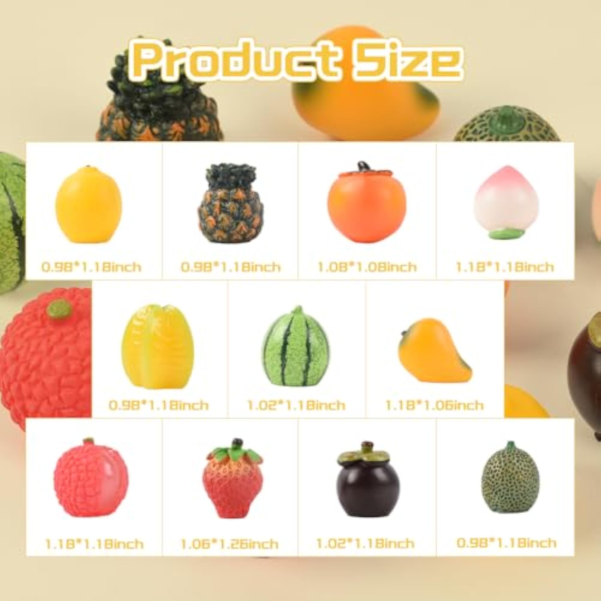 Mini Mixed Fruits 11Pcs, Artificial Fruit Figurines for Display