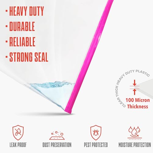 Image of Reusable Transparent Storage Bags with Slider Zip Lock | 5 Large, 5 Medium, 5 Small (15 Count) | Ziplock Pouch or Bag for Clothes, Shoes, Saree & Travel Packing | Zipper Pouch (Assorted)