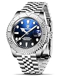 Herrenuhr Pagani Design PD-1651 Automatikuhr NH35 Mechanisches Uhrwerk Edelstahl Armband Wasserdichtigkeit 100M Saphirglas Keramiklünette Lässig Mode Business Herren Armbanduhr (Jubiläum Weiß Blau)