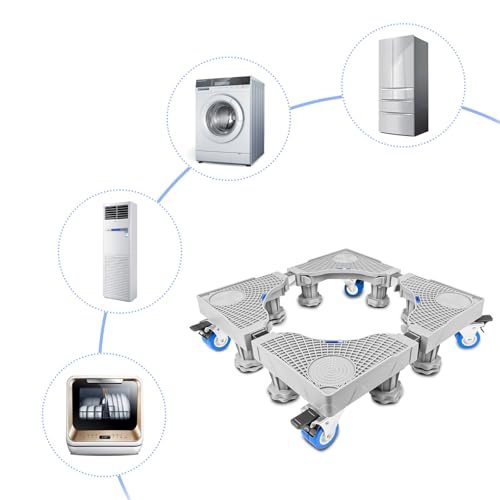 Fousenuk Wasmachine-onderstel, verstelbare wasmachinesokkel met 8 poten en 4 wielen, wasmachinesokkel berenbelasting 300 kg, platform voor koelkast, droger en vriezer - Afbeelding 6