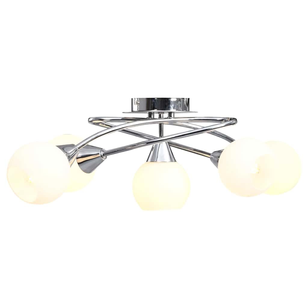 Lampa sufitowa 5-żarówkowa z abażurami ceramicznymi biała