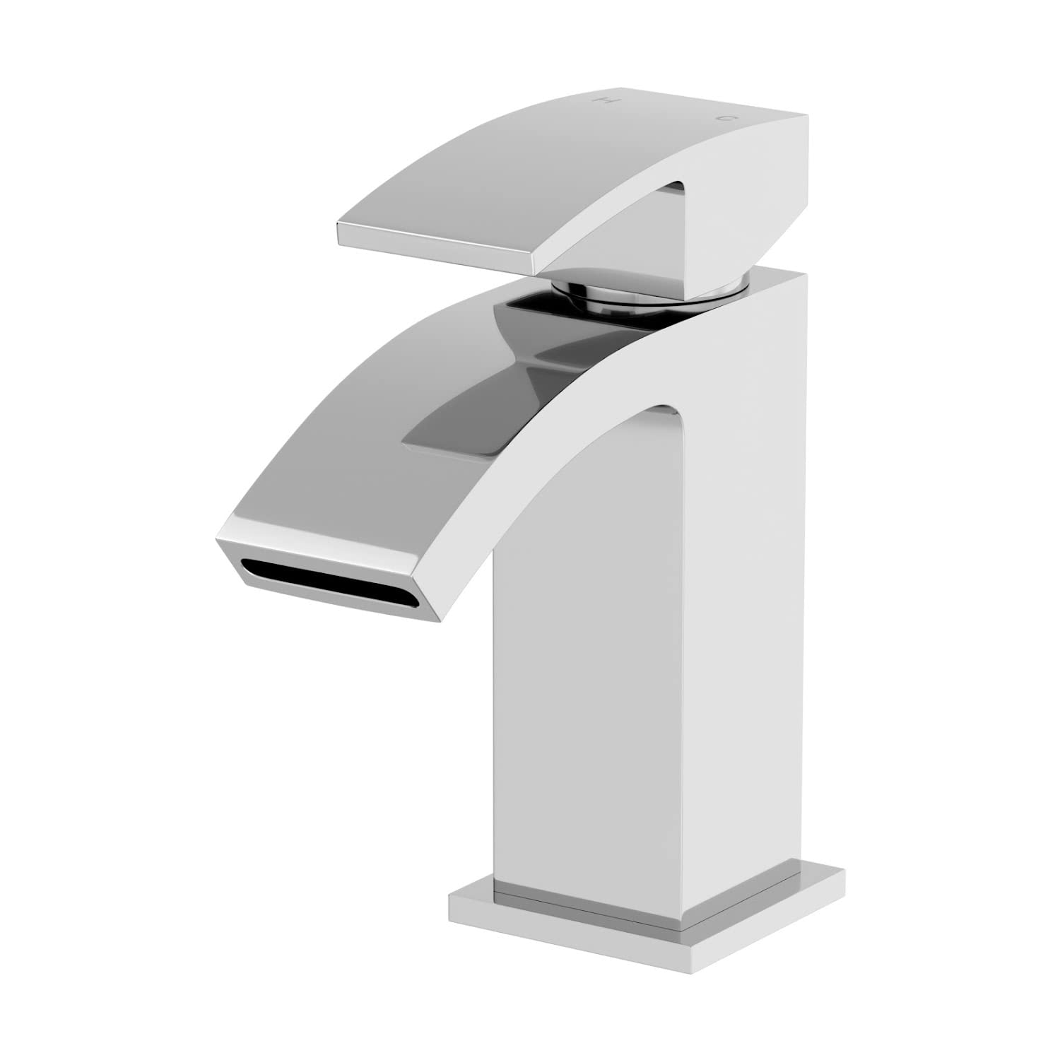 Modern Bathroom Bath Mixer Filler Tap Curved Spout Square Lever Handles Chrome