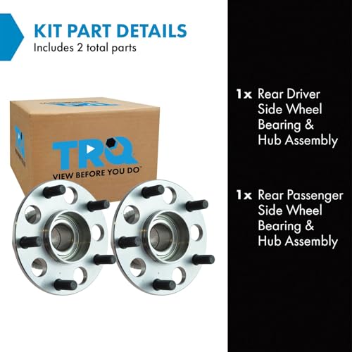 Image of TRQ 2 Piece Rear Passenger Side Wheel Bearing & Hub Assembly Set Compatible with 1997-2001 Acura Integra