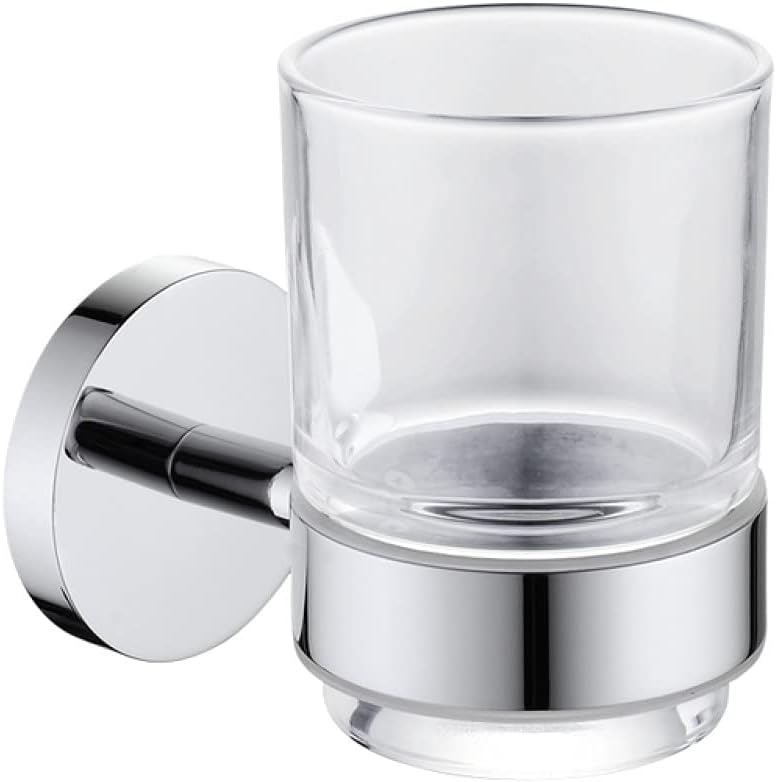 Heavy-Duty Chrome Bathroom Hardware - Robe Hook, Towel Bar Rack, Toilet Paper & Toothbrush - Rust-Proof Bathroom Accessories(Ba1006 Cup Holder)