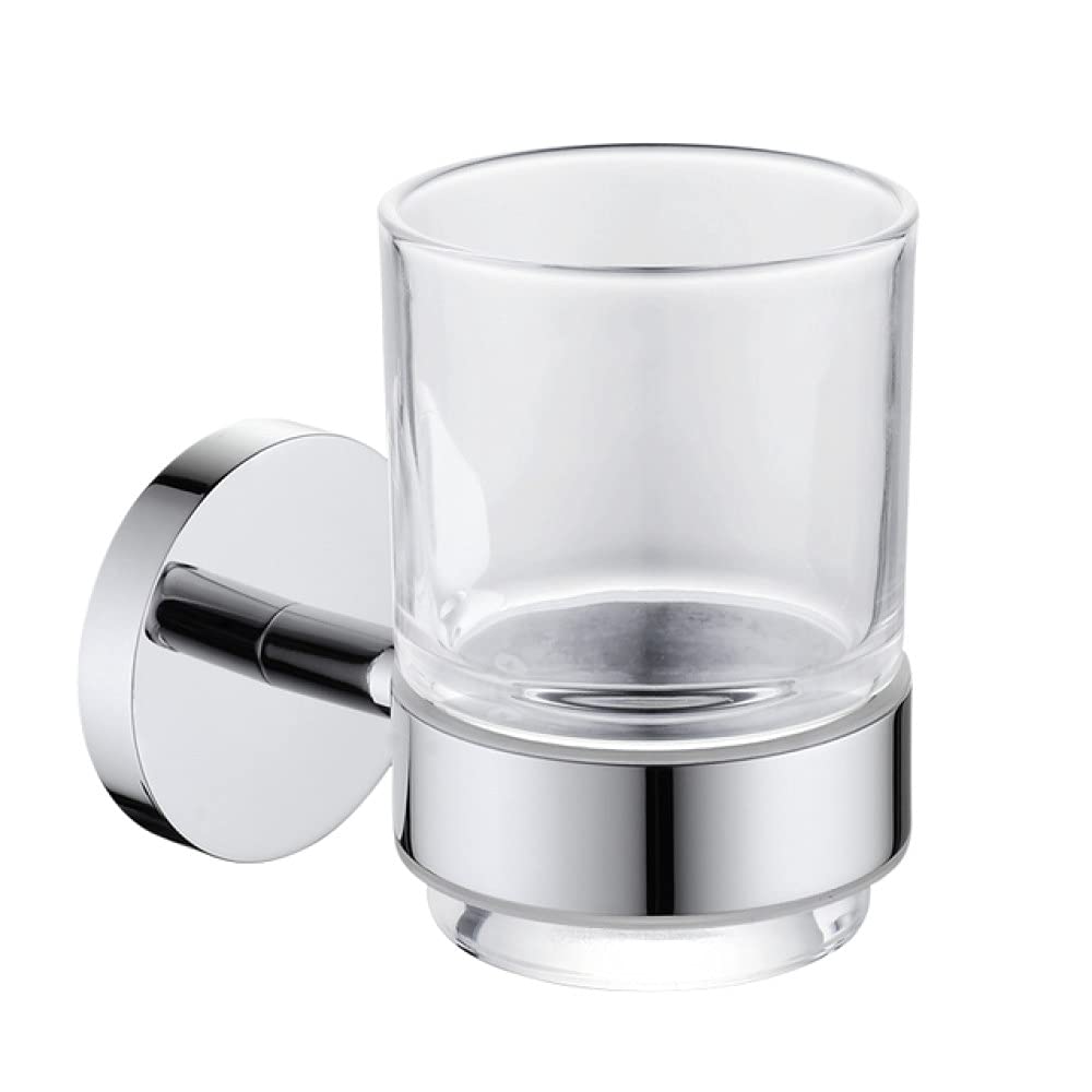 Heavy-Duty Chrome Bathroom Hardware - Towel Rack, Robe Hook, Toilet Paper, Accessories(Ba1006 Cup Holder)