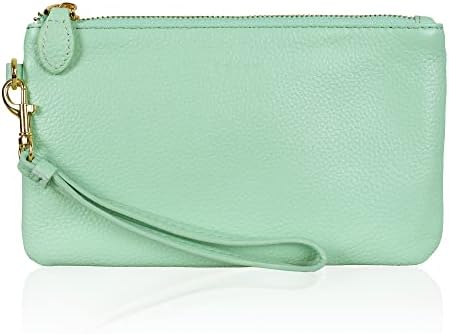 Befen White Leather Clutch Bags for Women, Small Ladies Wristlet Cell Phone Purse Wallet with Detachable Wrist Strap & Zip Closure for Evening,Holiday, Fit Phone 11 or Phone Less 6.5 Inch