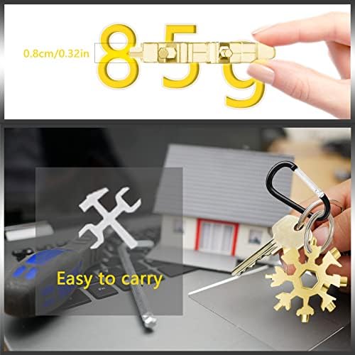 MATHARAGO Snowflake Multitool, 2pcs Snowflake Tool Stainless Steel 18 in 1 Snowflake Multitool with Carabiner Clip, Keyring and Storage Bag for Christmas Gift Men's PresentBlack and Gold