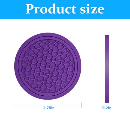 Image of Mandark 4PCS Car Cup Holder Coasters, 2.75 Inch Non-Slip Insert Water Bottle Holder Pads, Dustproof Automotive Interior Accessories Mat, Universal for Vehicles, Trucks, RVs and More (Purple)