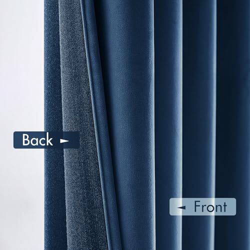 Image of MIULEE Navy Blue Blackout Velvet Curtains Drapes 96 Inch Long 52 inchx96 inch