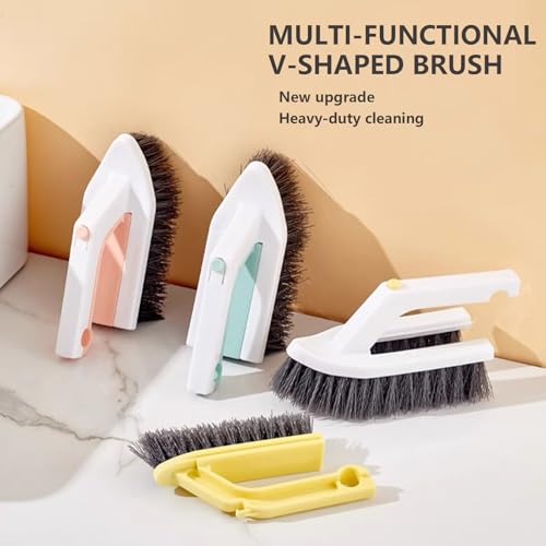Image of 2 Pack Scrubbing Brushes for Cleaning 2 in 1 Heavy Duty Scrub Brush Nylon Stiff Bristles Crevice Gap Scrubber Cleaner Brush for Bathroom Shower Sink Kitchen Tub Carpet Floor, Multi-Purpose