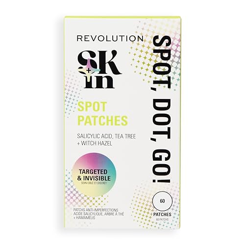 Revolution Skin, Spot, Dot, Go! Salicylic Acid Spot Patches, Discreet Pimple Patches With Salicylic Acid & Tea Tree, Vegan & Cruelty-Free, 60 Patches Per Box
