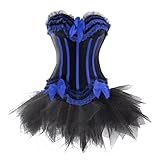 90% polyester, 10% spandex Corsage Kleid Mini Rock Petticoat Tutu Blau Schwarz Streifen Korsett EUR(40-42) 2XL