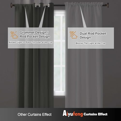 Image of Aiyufeng Pure White Curtains 36 Inches Long 2 Panels, Room Darkening Half Window Rod Pocket Privacy Short Curtains, Thermal Insulated Curtain Tiers for Kitchen Bathroom Shades, W40 x L36 Inch