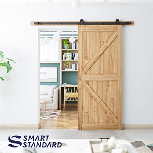 Smartstandard 6.6 Feet Top Mount Sturdy Sliding Barn Door Hardware Kit - Smoothly And Quietly - Simple And Easy To Install - Includes Step-By-Step Instruction - Fit 36"-40" Wide Door Panel (T Shape) #TOP3