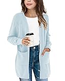 Amarmia Girl's Open Front Cardigan Long Sleeve Knit Sweaters Solid Cute Casual Loose Outerwear Coats
