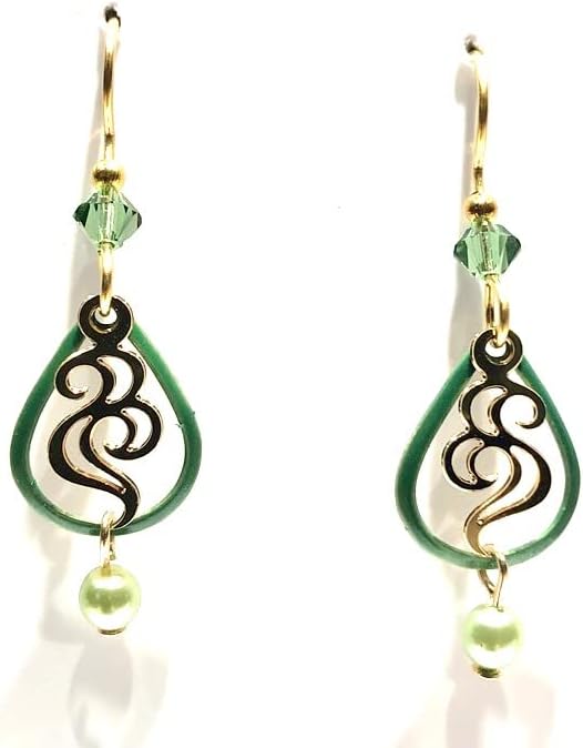 Silver Forest Open Green Tear with Gold Swirl and Green