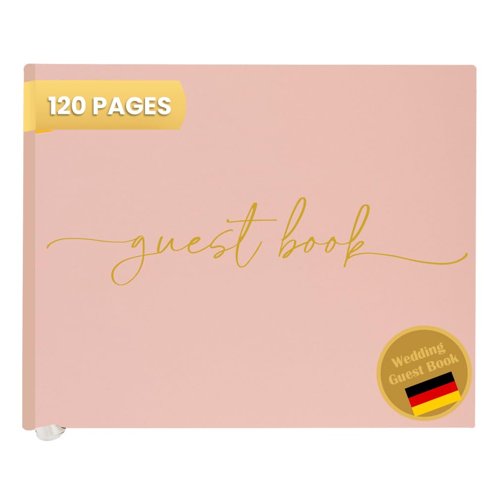 Plantvibes Wedding Guest Book, 120 Thick Pages that Prevent Ink from Bleeding Through, Modern Style with Golden Title