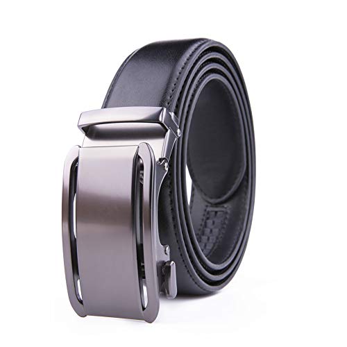 Ratchet Belt for Men Leather Dress Belts with Automatic Buckle,Trim to fit(Black 2078)