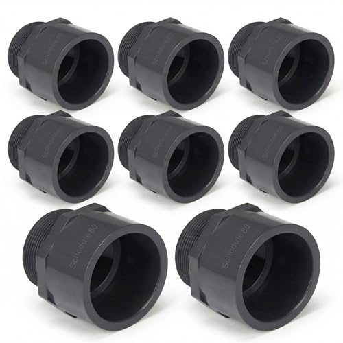 Image of 8 Pcs 2 Inch PVC Pipe Fitting Male Adapter Schedule 80 Socket x Npt Compatible with 836 Series Heavy Duty Industrial Grade Corrosion Resistant Plumbing Irrigation Connector for Water