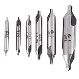 6 Stück Zentrierbohrer 60 Grad Winkel, Triton Edelstahl HSS Senker Zentrierbohrer Metall Set, 1/1.5/2 / 2.5/3 /5 mm für Metall, Drehbank Bohrer Senker Zentralen Bohrung