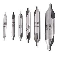 6 Stück Zentrierbohrer 60 Grad Winkel, Triton Edelstahl HSS Senker Zentrierbohrer Metall Set, 1/1.5/2 / 2.5/3 /5 mm für Metall, Drehbank Bohrer Senker Zentralen Bohrung