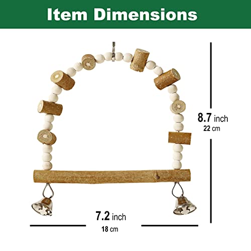 Image of Cockatiel Toys Wooden Perch 4 Pack, Bird Cage Natural Platform Hammock Swing Perches for Parakeets Budgie Conures Medium Parrots Hamster