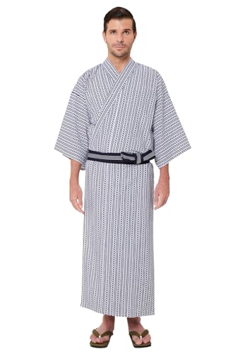 Mens Tatekan Yukata, Lightweight Summer Robe, 100% Cotton, Made in Japan
