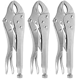 Ziqi 3 PCS VISE-GRIP Curved Jaw Locking Pliers (10inch) with Wire Cutter Curved Jaw for tightening,clamping,twisting,and turning,Chrome-vanadium Steel Curved Jaw Locking Vise Plier Grips Wrench