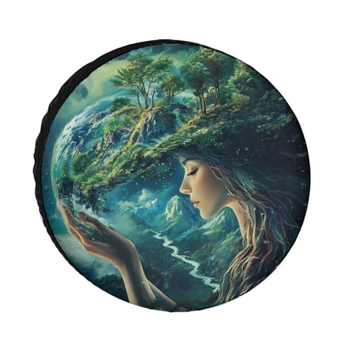 Gaia Earth Goddess Greek Mythology Spare Tire Cover Oxford Waterproof Wheel Protectors Universal Car Accessories 36inch