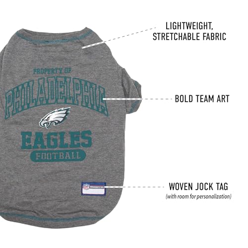 Image of NFL Philadelphia Eagles Dog T-shirt Large. - Licensed Shirt for Pets Team Colored with Team Logos- Premium Stretchable Materials for the comfort of your Dog & Cat