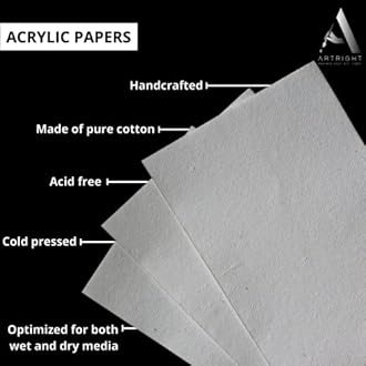 ArtRight White Net Handmade Papers (280 GSM) Ultra Premium fine Textured Dotted Handmade Watercolor Papers for Watercolour, Acrylic, Ink and Mixed Media (A3-20)