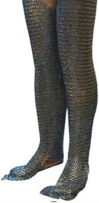AllbeststuffFlat Riveted Flat Washer Chain Mail Leggings Medieval Chainmail Chausses Leg ABS (Blackened)