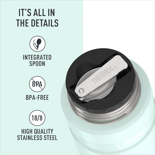 Image of THERMOS Stainless King Vacuum-Insulated Food Jar with Spoon, 16 Ounce, Matte Light Blue