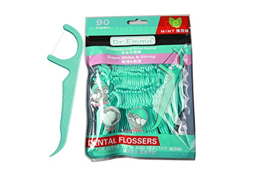 90 Premium Dental Floss Stick Mint Flavour, Strong No Shred, Vegan Floss Best for Gingivitis Gum Disease Treatment, Bleeding Gums, Bad Breath Relief & Teeth Cleaning Hygienist Care- Pack