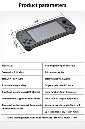 DEVELE 5.1 Inch Handheld Game Console,Arcade Retro HD Video Game Console,8GB Built Game,for FC, GBA, MD, NES, SFC, PS… - Image 8
