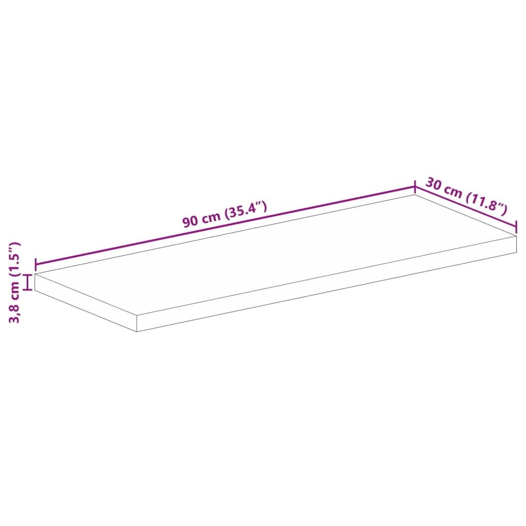 vidaXL Tischplatte, Holzplatte Rechteckig, Massivholzplatte für Tisch Esstisch Couchtisch, Ersatztischplatte, 90x30x3,8cm Altholz Massiv
