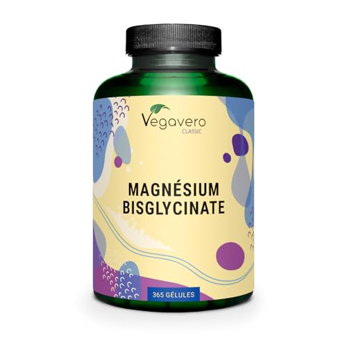 Magnesium Bisglycinate 300 mg | 365 Gélules | Dosage Elevé + Haute Biodisponibilité | Anti Fatigue + Stress + Sommeil | Vegan & Sans Additifs | Vegavero®