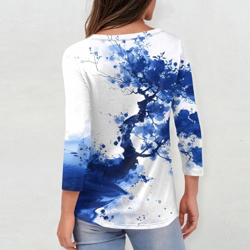 HTHLVMD Womens 3/4 Length Sleeve Tunic Tops Summer Fall Outfits 2025 Three Quarter Sleeve Casual V Neck T Shirts for Women