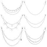 Silver Chain Belt, 6 Pcs Jeans Pants Chains Pocket Punk Hip Hop Y2k Goth Accessories Metal Wallet Chain for Men Women(Star Rivet Chain)