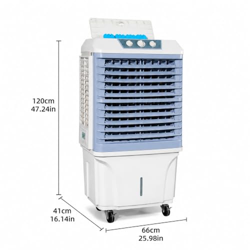 Mobile Klimaanlage ohne Abluftschlauch, Verdunstungsluftkühler mit Eisakkus, Leiser Kühlventilator mit Lenkrollen für Wohnraum Gewerbe white-2