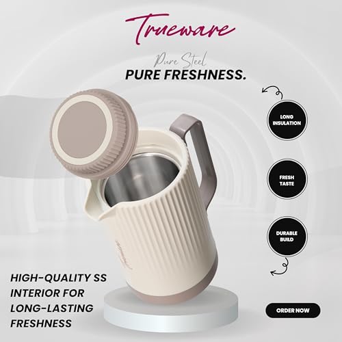 Image of Trueware Amaze ISI Certified Inner Steel Thermoware 750 ML Hot & Cold Flask Jug, BPA Free, Leak Proof, Ideal for Tea, Coffee, Water, Hot and Cold Beverages