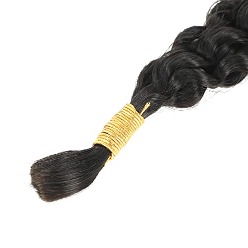 Micro Braiding Hair Human Bulk Virgin Human Braiding Hair For Micro Braids Hair No Weft 20 Inch (100G (1Pack-2Bundles)) Human Hair Braids Extension Natural Color(Water Bulk, Natural Black) #TOP4