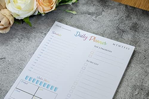 Daily Planner & organiser desk pad with 50 undated A4 tear-off pages  Boost productivity and stay on track with daily schedule, to do list, notes and more (Rainbow)
