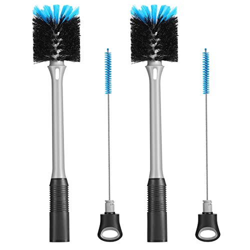 Image of MOSOLAN 2-in-1 Water Bottle Brush and Straw Cleaner Brush, Long Handle Water Bottle Scrubbing Brush for Water Bottles, Glasswares, Mugs, Flasks, Tumblers and Kitchen Sink, Black, 2 Pack