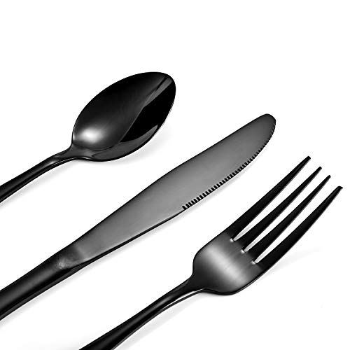Eslite Black Stainless Steel Flatware Sets,40-piece, Service for 8