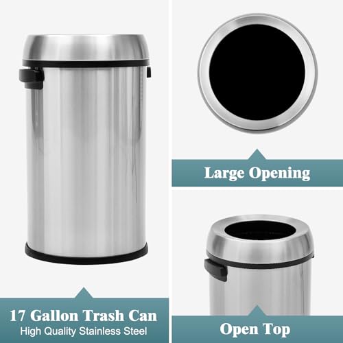 Caneca de basura comercial redonda acero inoxidable 65 L miniatura 2