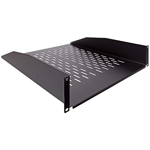 Image of NavePoint 2U 19-Inch Universal Vented Rack Mount Cantilever Fixed Server Cabinet Shelf 18-Inches Deep Black