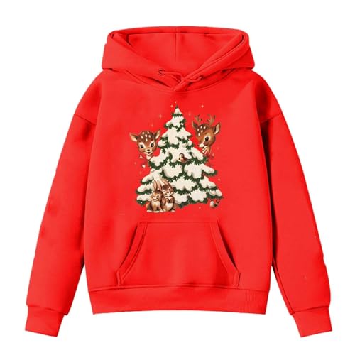 Genérico Disfraz de Navidad Sudaderas Con Capucha Chica Manga Larga Retro Reno Navidad Estética Cuello Redondo Grupo Familia Preppy Cómodo Suave Otoño Invierno Suéter Niño Casual