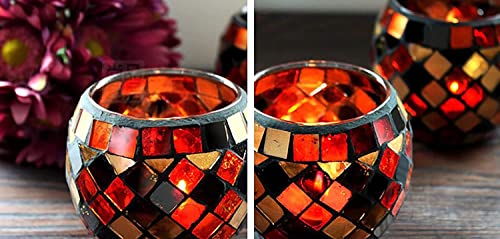 Chezmax FN-20200224-19 Votive Candle Holder Tea Lights - Glass Candle Holders, Mosaic Tealight Candle Holder thumb #4