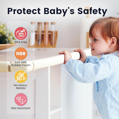 12ft (3.7M) Edge Corner Protector Baby Proofing with 8 Corners, Soft NBR Rubber Foam Corner Protectors Baby Proof, Furniture Corner Guard & Edge Safety, Edge Protector for Table and Fireplace